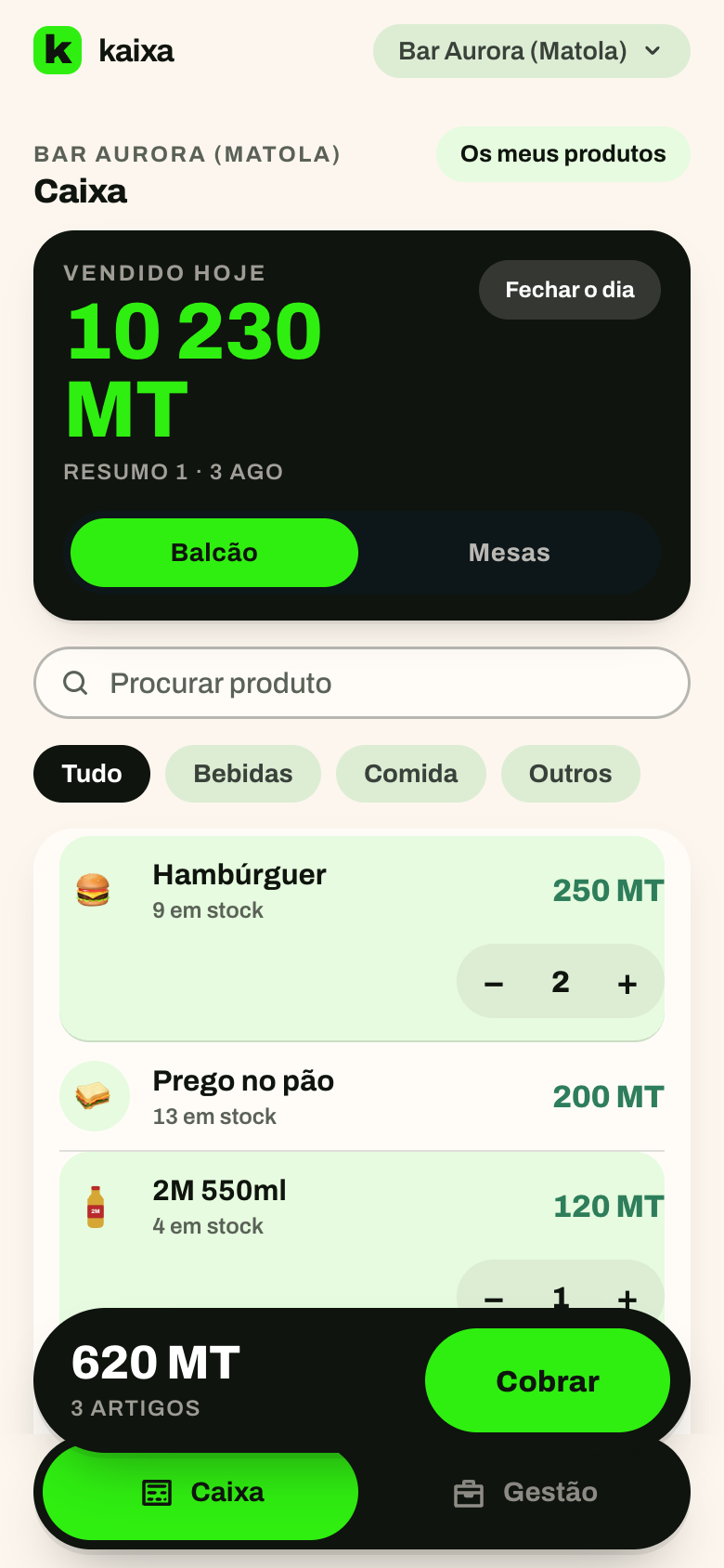O total cresce enquanto marcas. Cobrar fecha a venda.
